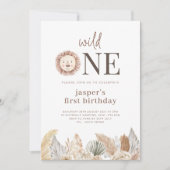 Wild One Neutral Feuilles Anniversaire Invitation  (Devant)