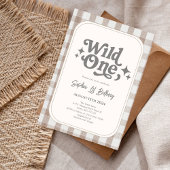 Wild One Neutral Gingham 1e verjaardag Kaart