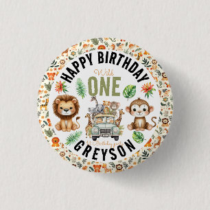 Wild One Oerwoud Adventure 1e verjaardag Ronde Button 3,2 Cm