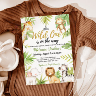 Wild One Oerwoud Animals Baby shower Kaart