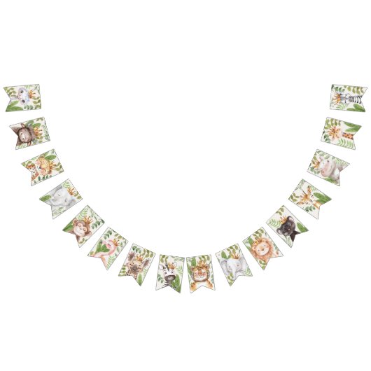 Wild One Oerwoud Animals Safari 1st Birthday Vlaggetjes (Alle)