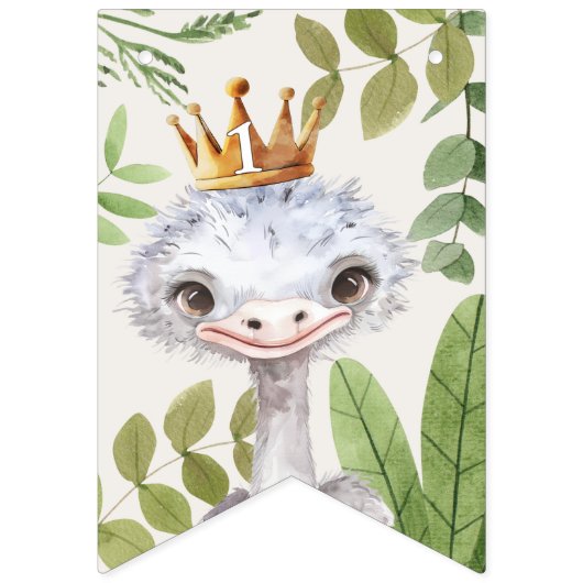 Wild One Oerwoud Animals Safari 1st Birthday Vlaggetjes (Eerste vlag)