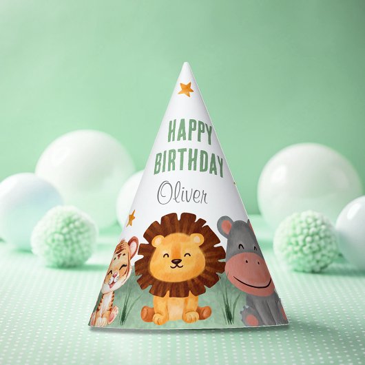 Wild One Oerwoud Animals Tropical Boy Birthday Feesthoedjes