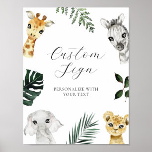 Wild One Oerwoud Baby shower aangepaste tekst teke Poster