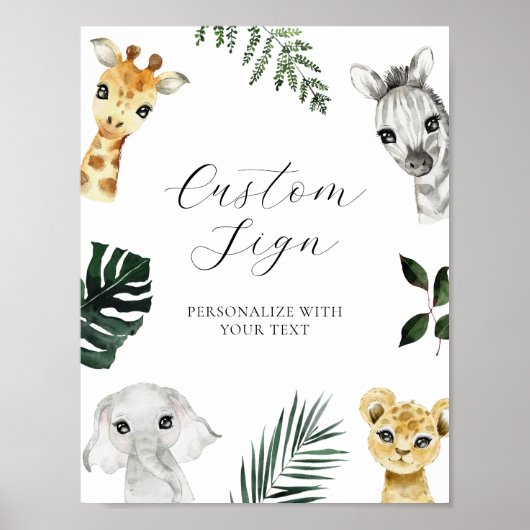 Wild One Oerwoud Baby shower aangepaste tekst teke Poster (Voorkant)