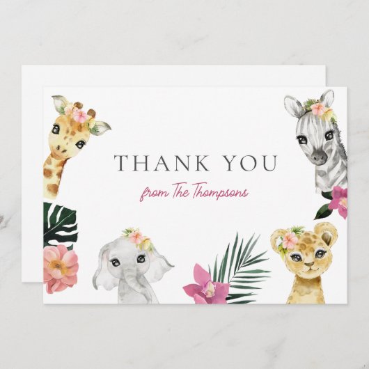 Wild One Oerwoud Baby shower dank u Bedankkaart (Voorkant / Achterkant)