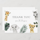 Wild One Oerwoud Baby shower dank u Bedankkaart (Voorkant / Achterkant)