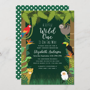 Wild One Oerwoud Baby shower Invitation Kaart