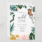 Wild One Oerwoud First Birthday Invitation Kaart (Voorkant)