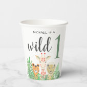 Wild One Oerwoud Greenery 1e verjaardag Papieren Bekers (Achterkant)