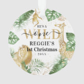 Wild One Oerwoud Greenery & Gold 1st Kerstmis Ornament (achterkant)