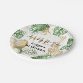 Wild One Oerwoud Greenery & Gold Birthday Party Papieren Bordje (Gekanteld)