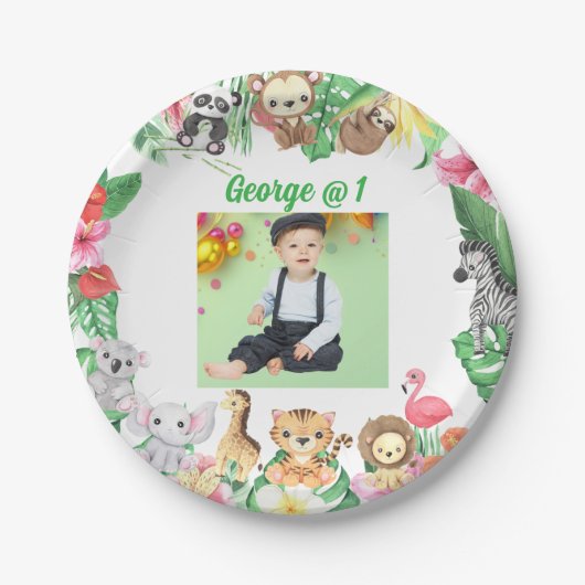 Wild One Oerwoud Safari 11e verjaardag Papieren Bordje (Voorkant)