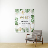 Wild One Oerwoud/Safari 1st Birthday Party Backdro Wandkleed (In situ)