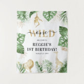 Wild One Oerwoud/Safari 1st Birthday Party Backdro Wandkleed (Voorkant)