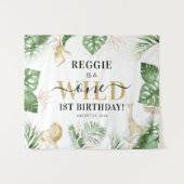 Wild One Oerwoud/Safari 1st Birthday Party Backdro Wandkleed (Voorkant (horizontaal))
