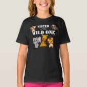 Wild One Oerwoud Safari 1st Birthday Sister T-shirt (Voorkant)
