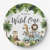 Wild One Oerwoud Safari 1ste verjaardag Papieren Bordje (Voorkant)