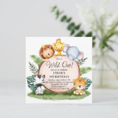 Wild One Oerwoud Safari Animals 1e verjaardag Kaart (Staand voorkant)