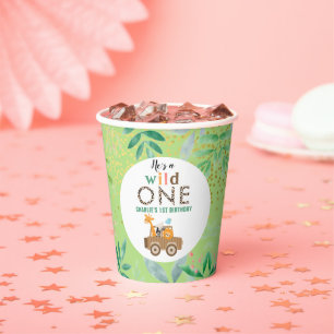 Wild One Oerwoud Safari Animals 1st Birthday Party Papieren Bekers