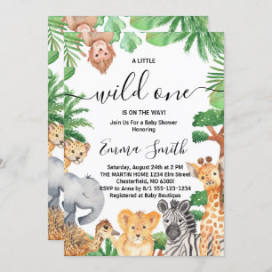 Wild One Oerwoud Safari Animals Baby shower Kaart