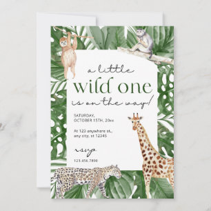 Wild One Oerwoud Safari Animals Boy Baby shower Kaart