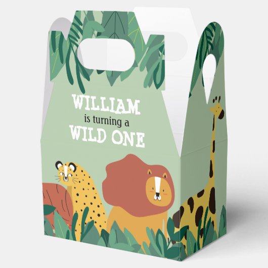 Wild One Oerwoud Safari Animals Eerste Verjaardag Bedankdoosjes (Geopend)