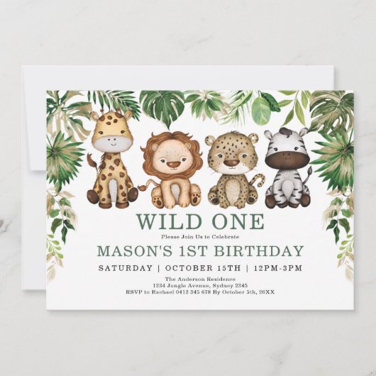 Wild One Oerwoud Safari Animals Kaart (Voorkant)