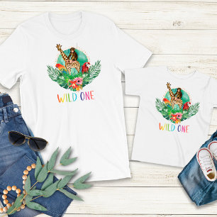 Wild One Oerwoud Safari Animals Moderne Waterverf T-shirt
