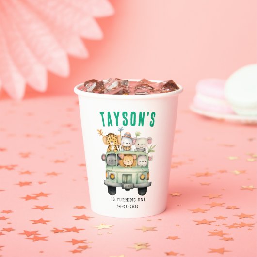 Wild One Oerwoud Safari Animals Papieren Bekers (Insitu)