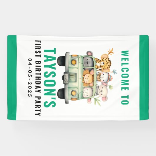 Wild One Oerwoud Safari Animals Spandoek (Horizontaal)