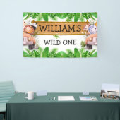 Wild One OERWOUD Safari Animals Verjaardag Spandoek (Beurs)