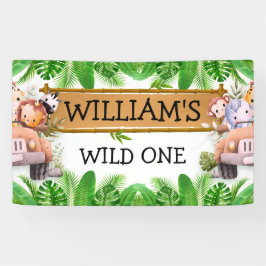 Wild One OERWOUD Safari Animals Verjaardag Spandoek