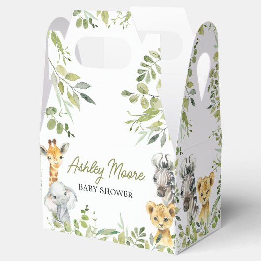 Wild One Oerwoud Safari Baby shower Bedankdoosjes (Geopend)