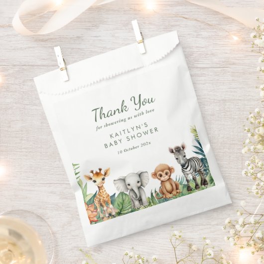 Wild One Oerwoud Safari Baby shower Bedankzakje (Geknipt)