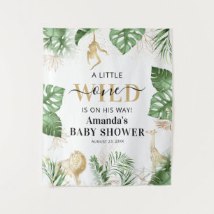 Wild One Oerwoud/Safari Baby shower Foto achtergro Wandkleed