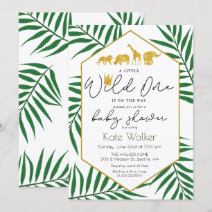 Wild One Oerwoud Safari Baby shower Invitation Kaart