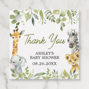 Wild One Oerwoud Safari Baby shower Square Bedankjes Labels