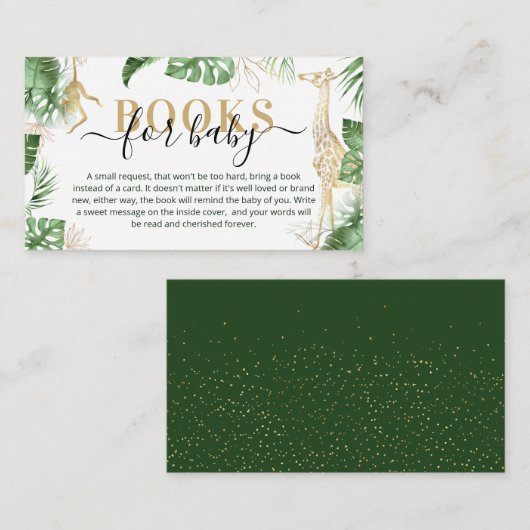 Wild One Oerwoud Safari Book Request Baby shower Informatiekaartje (Voorkant / Achterkant)