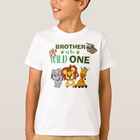 Wild One Oerwoud Safari Brother First Birthday T-shirt (Voorkant)