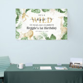 Wild One Oerwoud Safari Green & Gold 1ste verjaard Spandoek (Beurs)