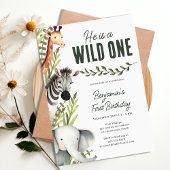 Wild One Oerwoud Safari Greenery 1e verjaardagsfee Kaart