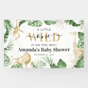 Wild One Oerwoud Safari Greenery & Gold Baby showe Spandoek