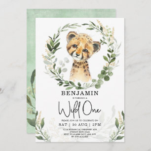 Wild One Oerwoud Safari Leopard Boy 1st Birthday Kaart