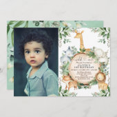 Wild One Oerwoud Safari Party Animals 1e verjaarda Kaart (Voorkant / Achterkant)