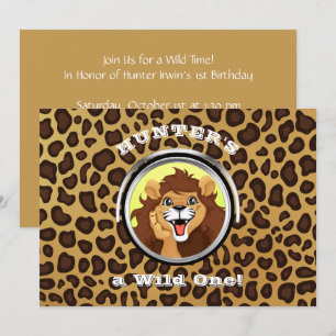 Wild One Oerwoud Safari Verjaardag Zoo Lion Leopar Kaart