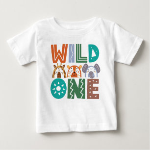 Wild One Oerwoud Thema 1e Verjaardag Baby T-shirt