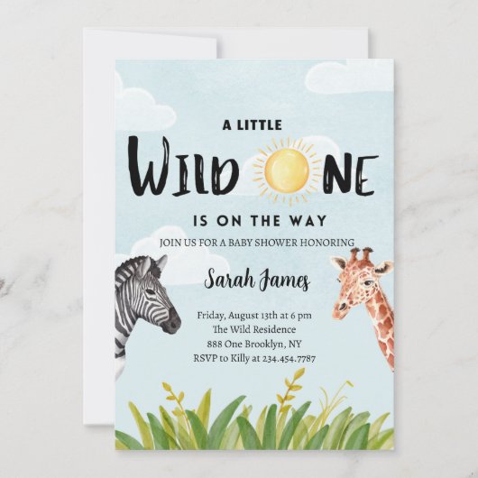 Wild One Oerwoud Thema Baby shower uitnodigingskaa Feestdagenkaart (Voorkant)