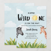 Wild One Oerwoud Thema Baby shower uitnodigingskaa Feestdagenkaart (Voorkant / Achterkant)