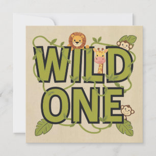 Wild One Oerwoud thema Verjaardag Ontwerp Kaart